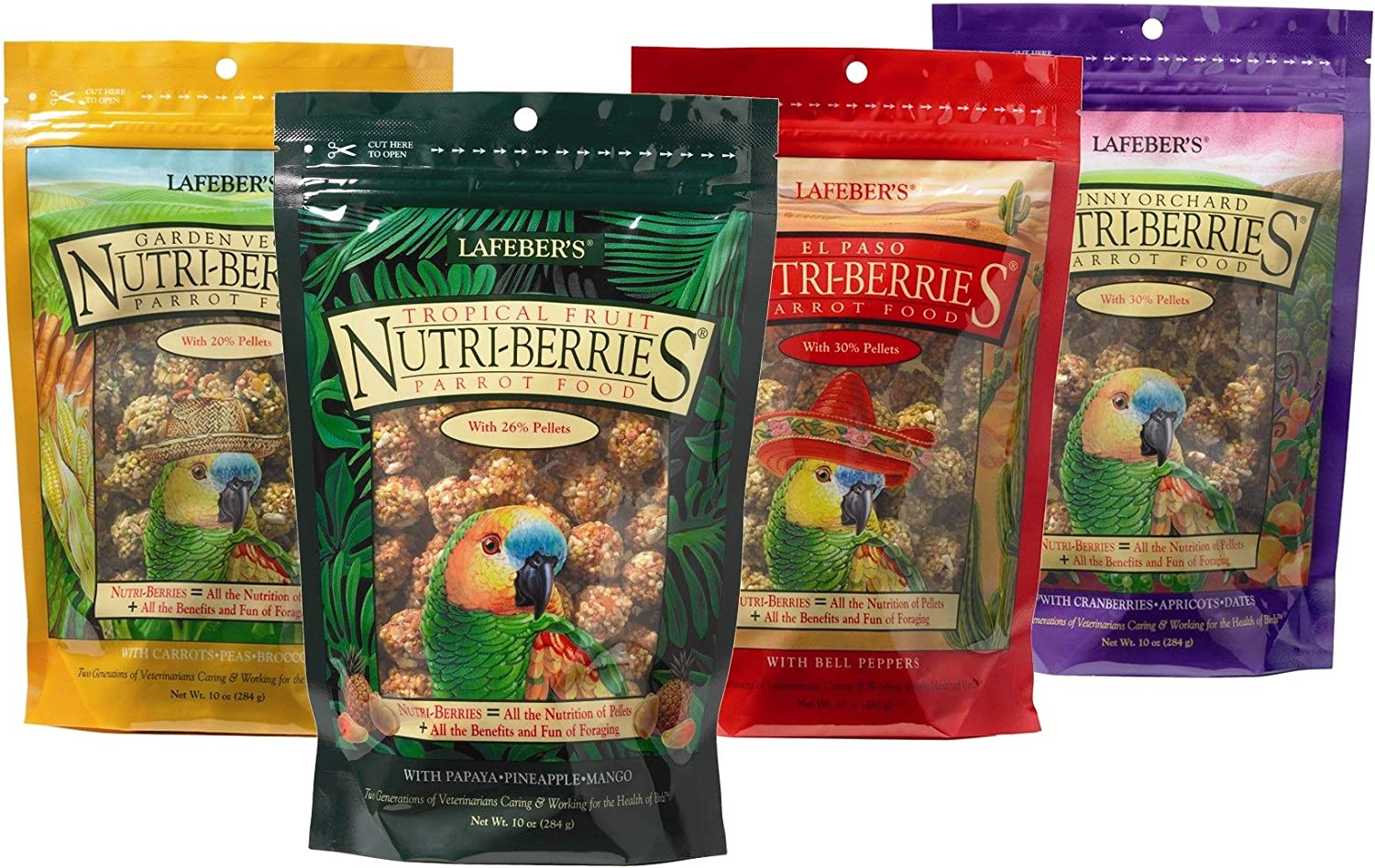 4 bags of Nutri-Berries in different flavors