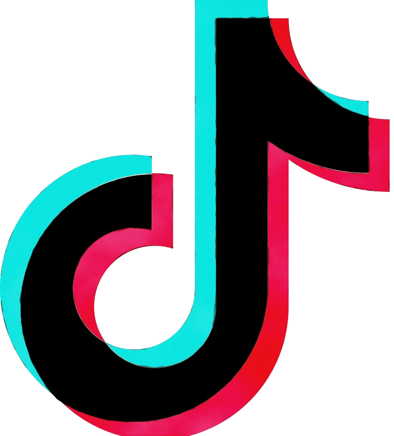 The image displays the tiktok logo, which features a stylized black symbol with a turquoise and red shadow